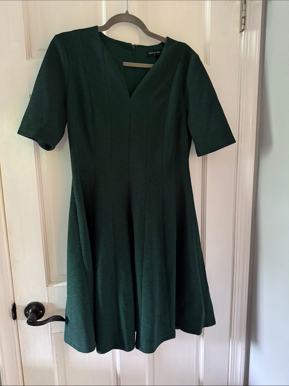 Maggy London Dark Green Fit-and-Flare Midi Dress